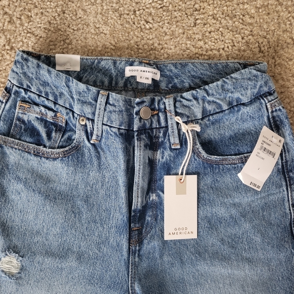 💚HP💚NWT Good American Good 90s Icon Jean's in Indigo Blue - Picture 6 of 14